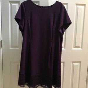 Burgundy Dress with Lace Trim Jessica Howard 22W